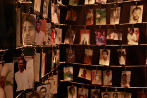 Photograph of photo wall at the Kagali Genocide Memorial Centre.