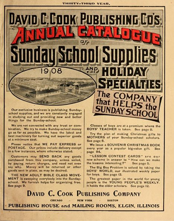 A scan of the catalog cover featuring black and white text, with "Annual Catalogue" in red and an aerial image of the factory.